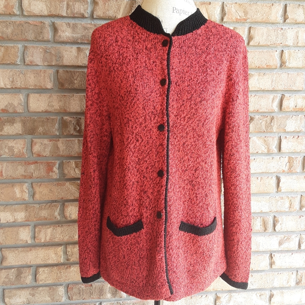 South Cotton Hand Loomed Vintage Button Front Cardigan Sweater.